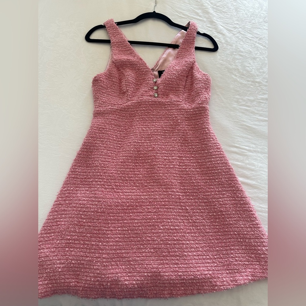 Mustard Seed Pink Textured V-Neck Mini Dress